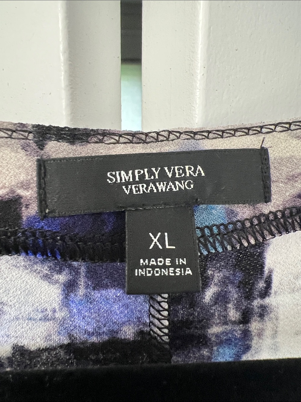 Simply Vera. Vera wang.  Abstract Brushstroke Blue & Black Fit-and-Flare Dress - Picture 2 of 4